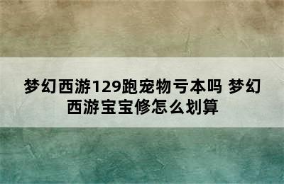 梦幻西游129跑宠物亏本吗 梦幻西游宝宝修怎么划算